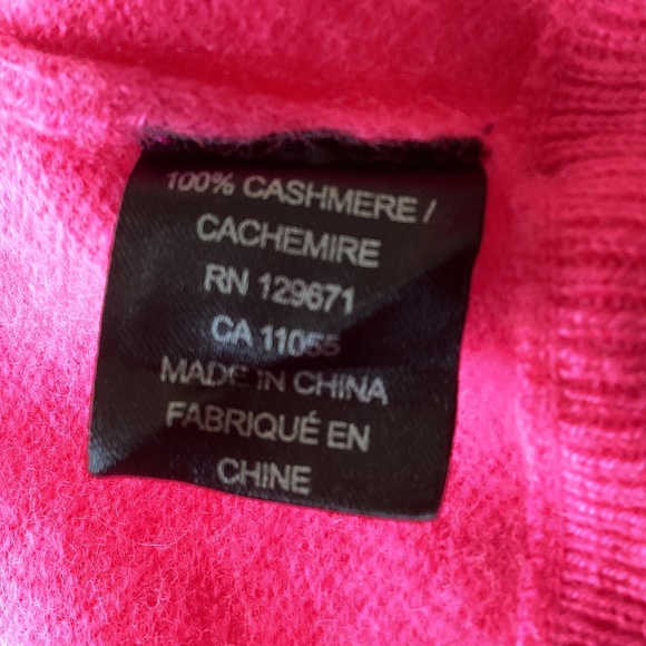 360 Cashmere Lawrence100% Cashmere Hot Pink Sleeveless Mock Neck Top Shell - Picture 9 of 12